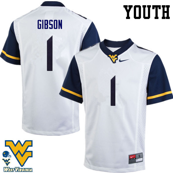 NCAA Youth Shelton Gibson West Virginia Mountaineers White #1 Nike Stitched Football College Authentic Jersey SJ23B08MC